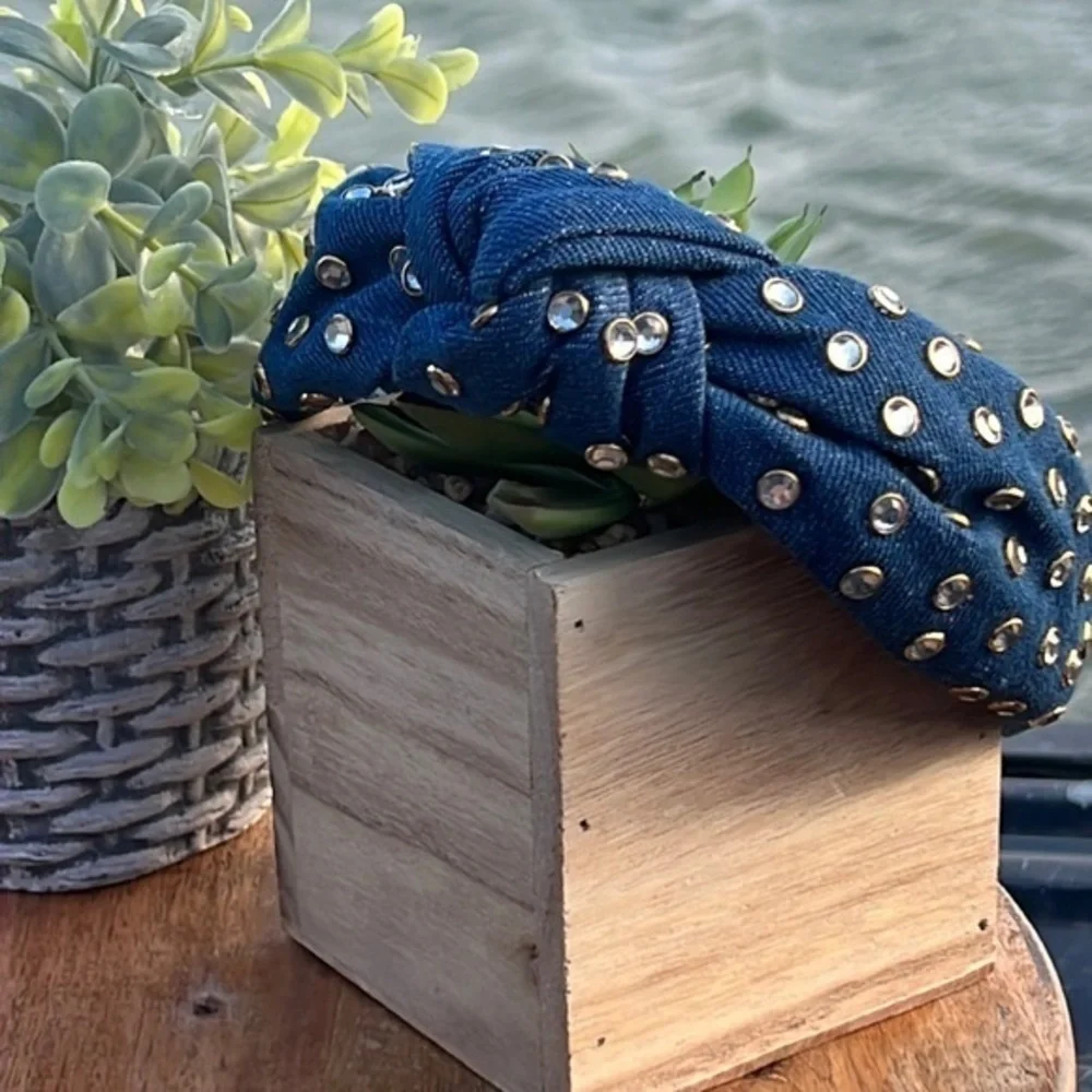 Retro Denim Stud Headband